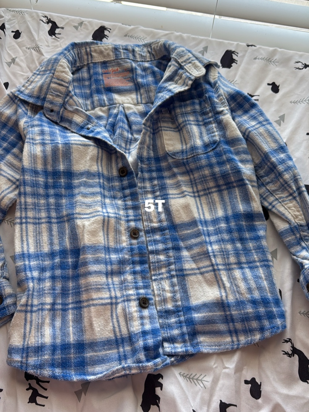 Cat & Jack Blue and Cream Plaid Button-Down Shirt